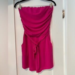 NWT Veronica M pink strapless tube romper with tie waist size small